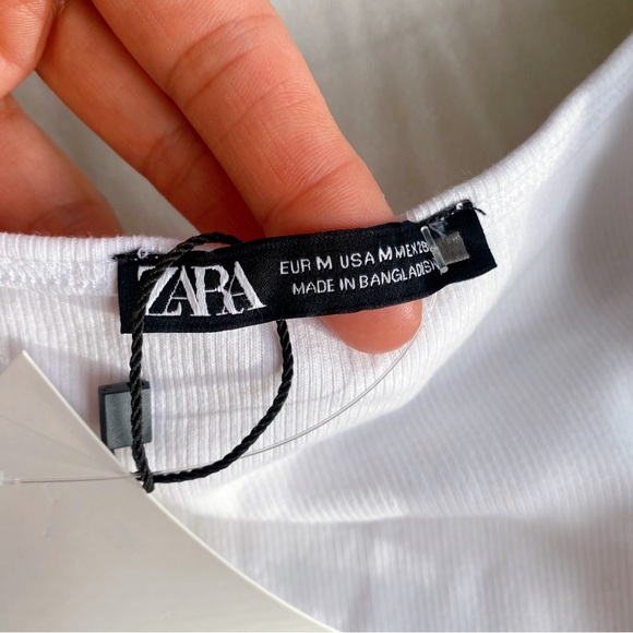 🐚 ZARA WHITE BUTTERFLY SLEEVE RIBBED BODYSUIT! - Picture 9 of 16